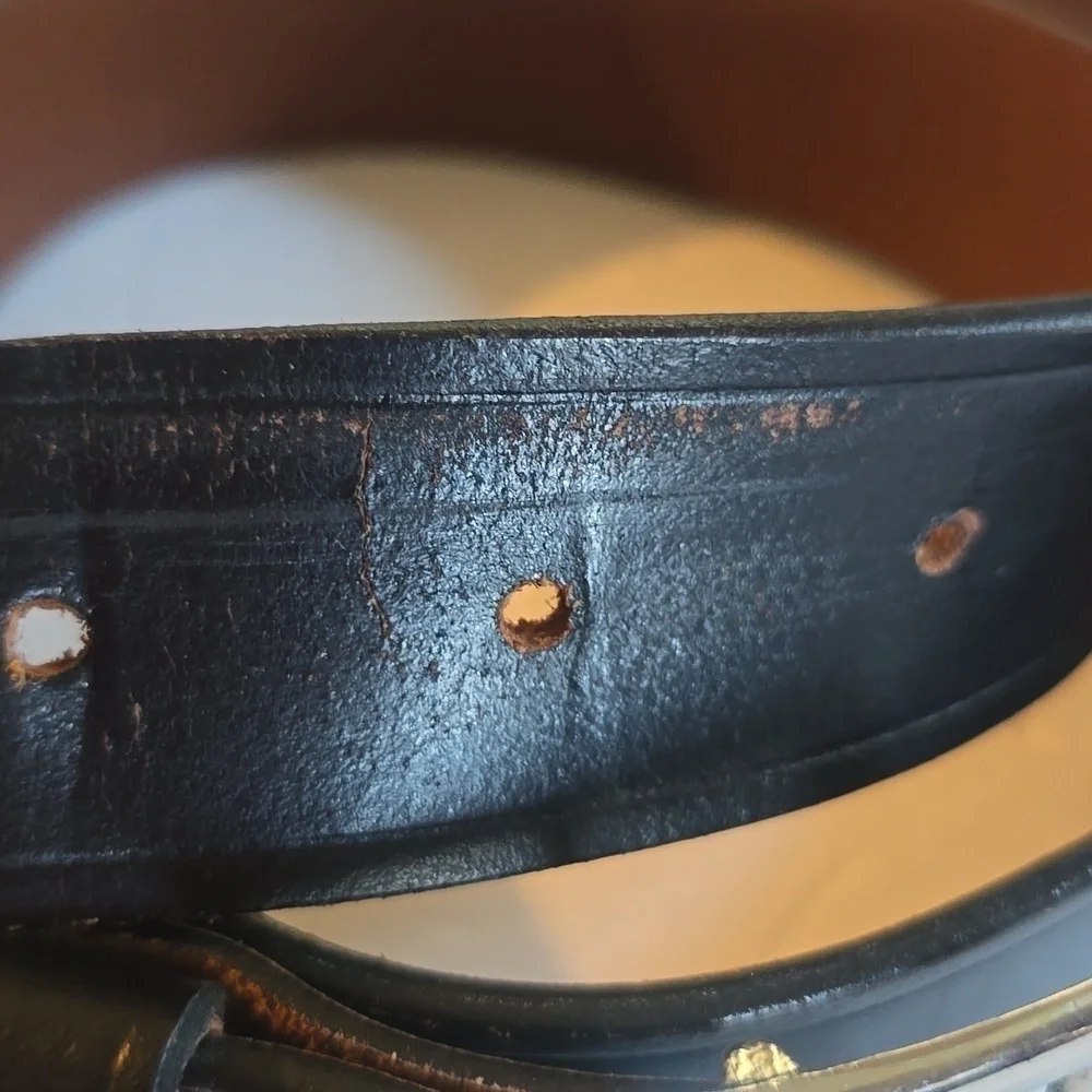 Mens Black Premium leather Belt Silver Square Buckle Minimalist Sz.L/XL